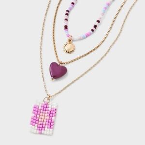 Universal Thread Sunflower and Heart Necklace 3 Piece Set - Gold‎ Tone - NWT